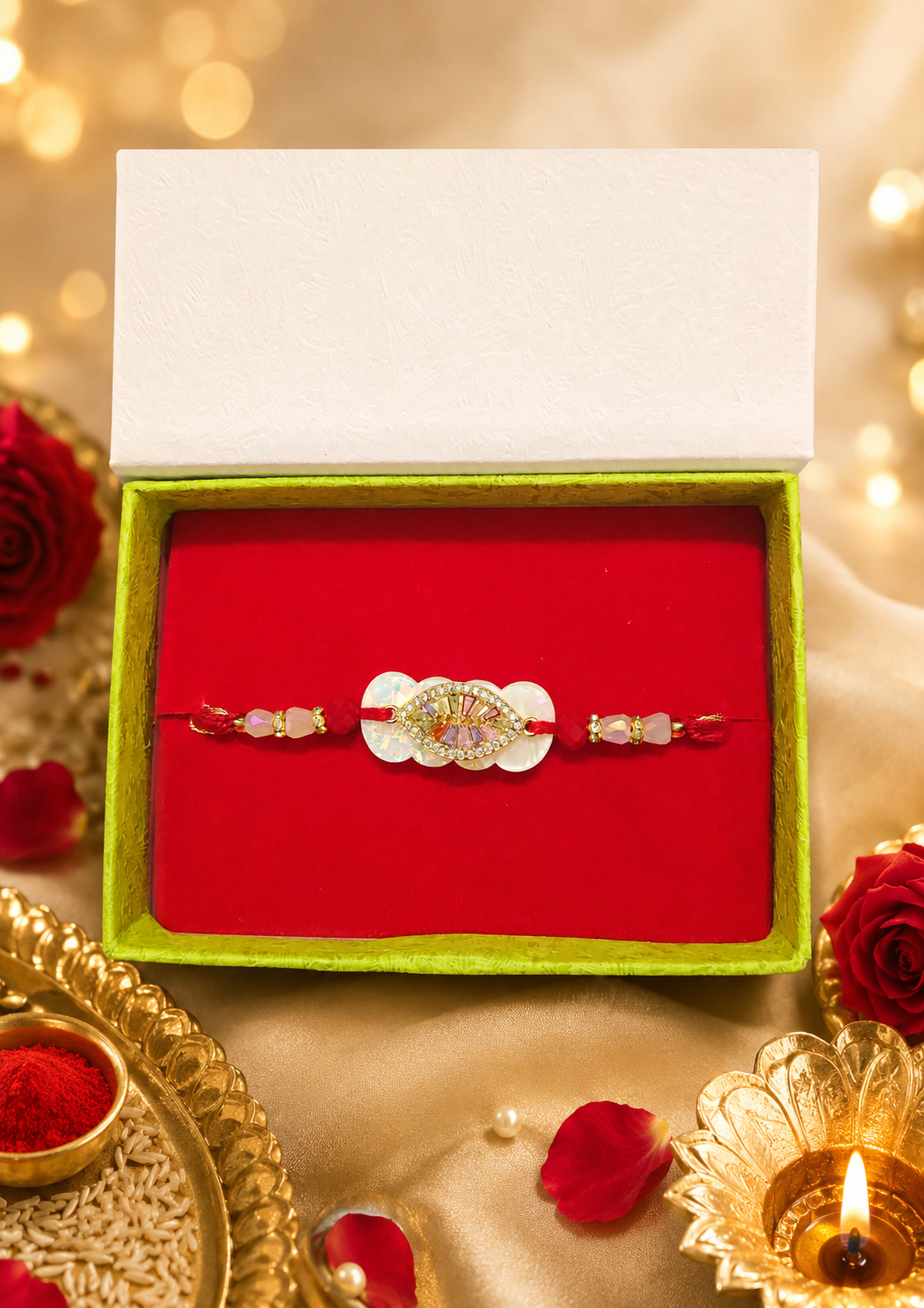 Yin Yang, Evil Eye & Designer Rakhi with Gift Boxes
