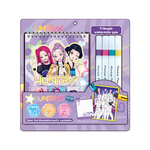Huntryx Kids Marker & Sketchbook Set – 4 Washable Triangle Markers with Colouring & Stationery Pad