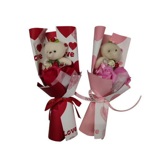 Artificial Flower Bouquet Gift – Crochet heart & Rose Bouquet for Her