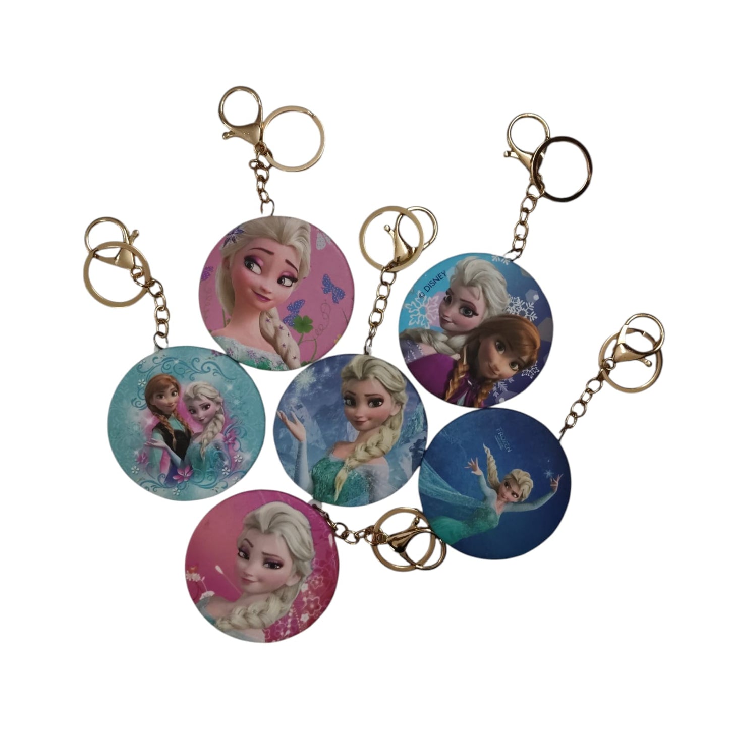 Character Round Mirror Keychain – Hello Kitty & Frozen Designs