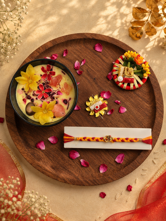 Golden Charm Rakhi with Braided Thread
