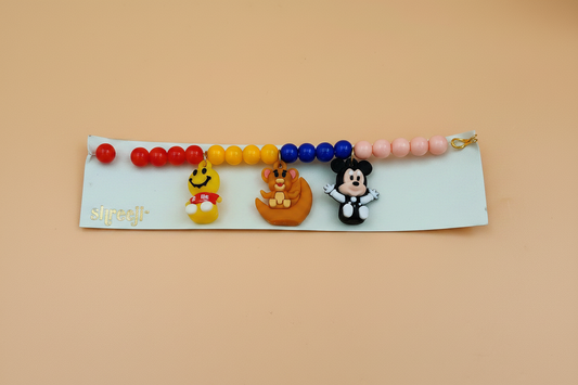 Shreeti Kids Rakhi Bracelet - Smiley, Tom & Mickey charms with colourful beads