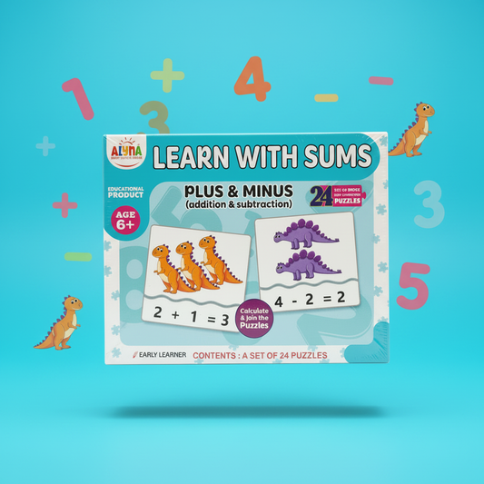 Learn With Sums – Sky Blue Dino Background