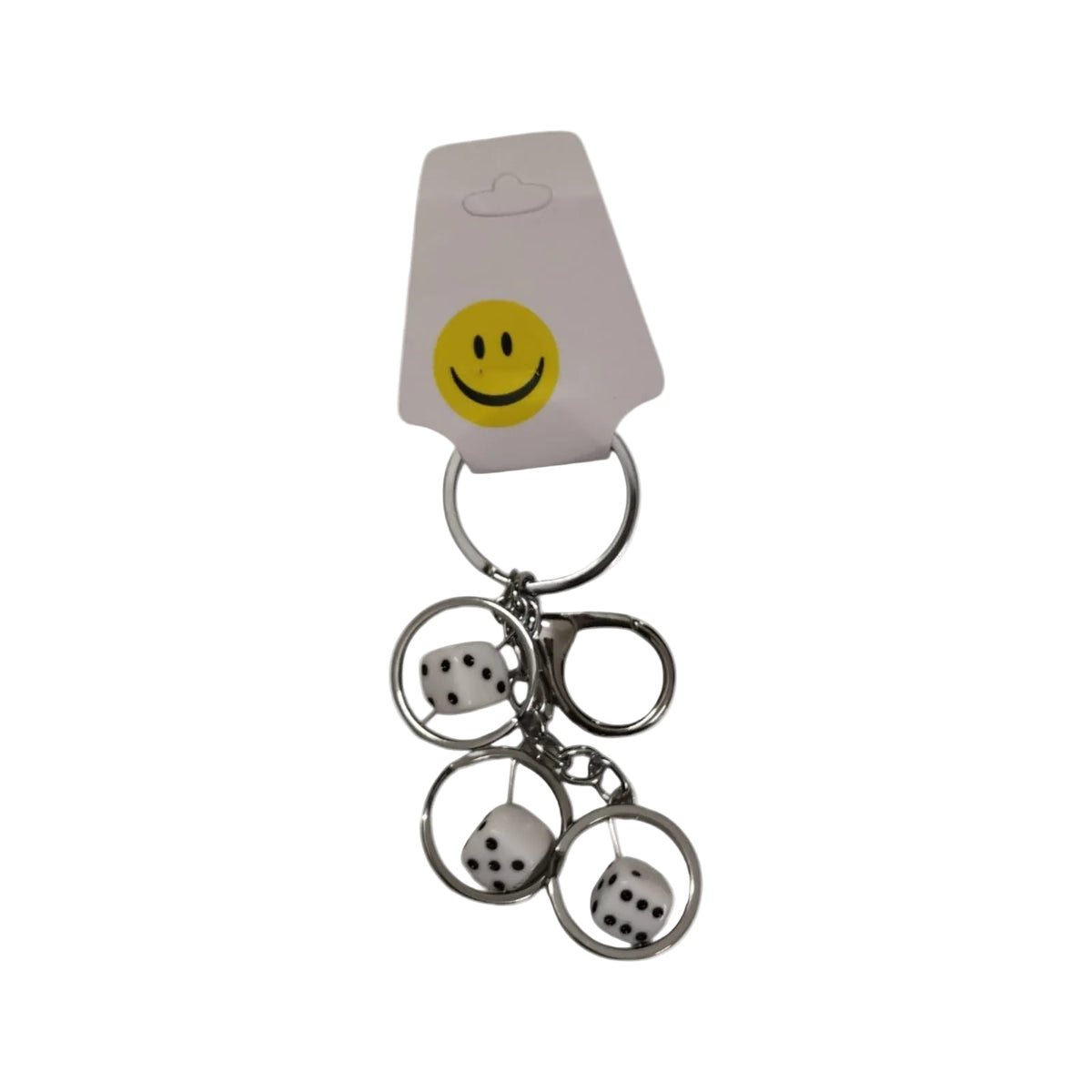 Smiley Triple Dice Keychain
