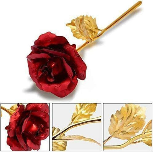 24K Golden Rose Gift | Luxury Red Rose with Gold Dipped Finish