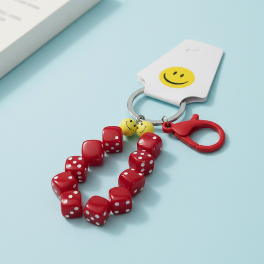 Smiley Dice Keychain