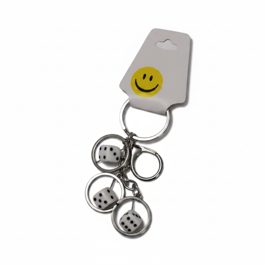 Smiley Triple Dice Keychain