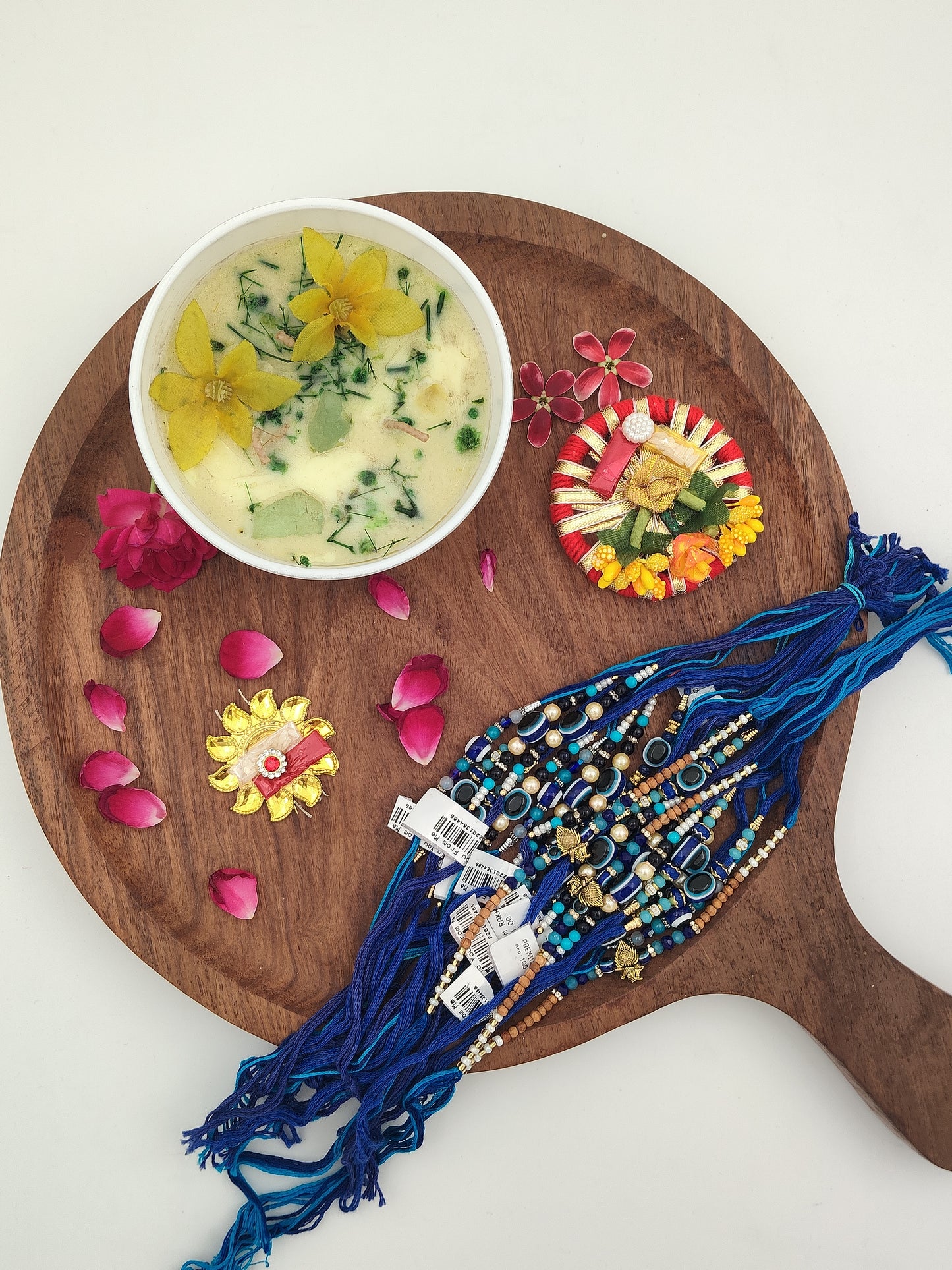 Evil Eye Blue Tassel Rakhi  | Beaded Charm Rakhi