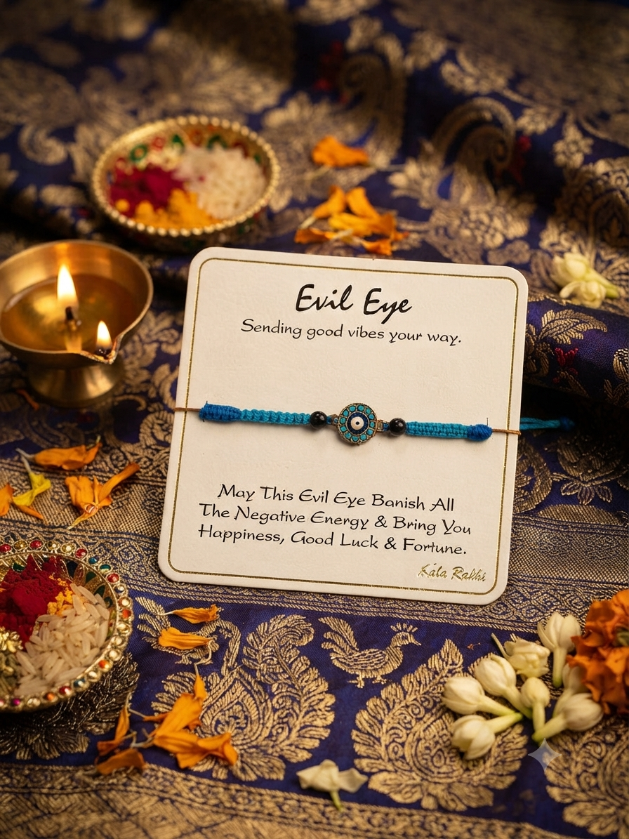 Om & Evil Eye Rakhi with Organza Pouch