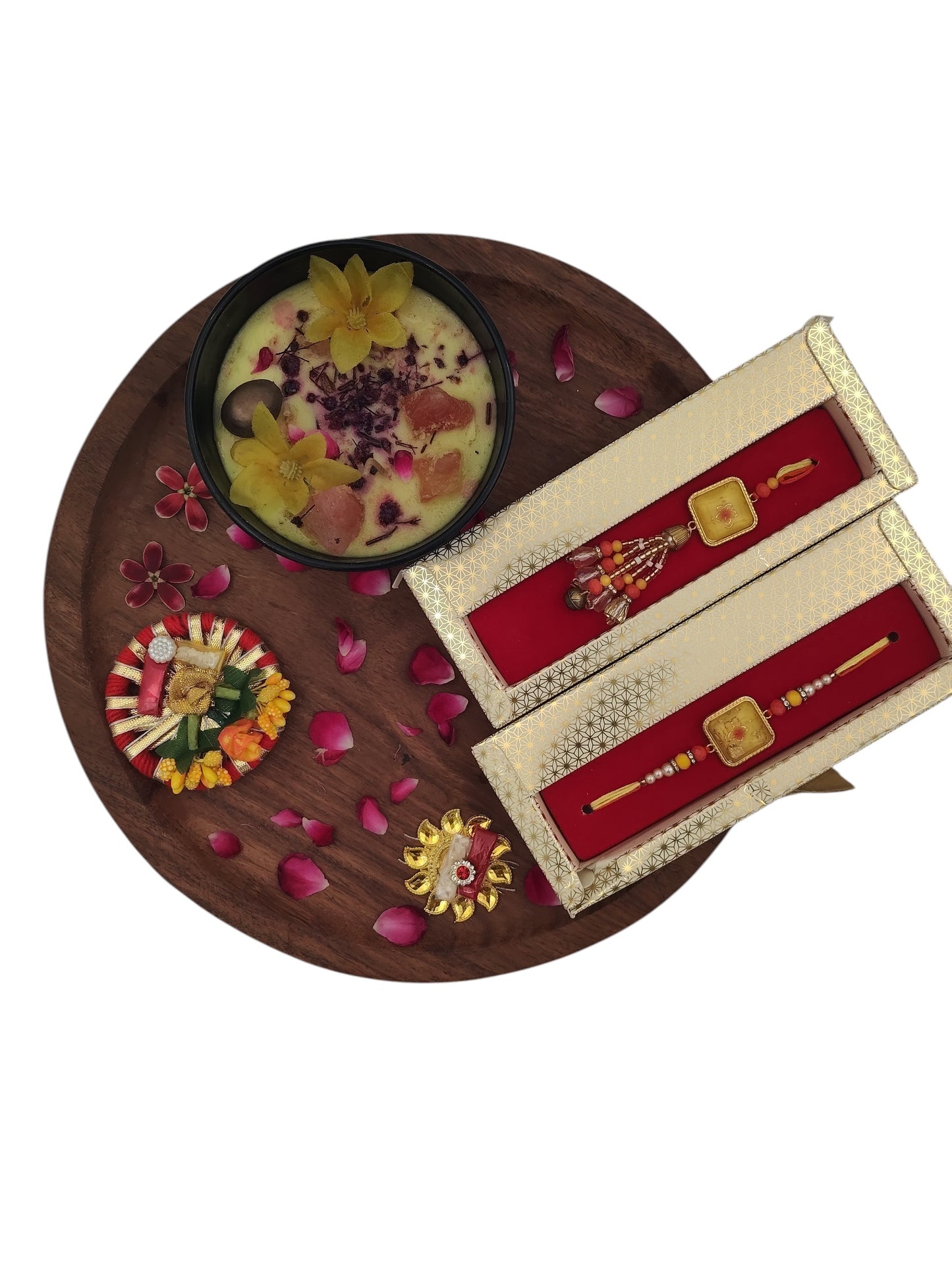 Royal Square Meenakari Bhaiya-Bhabhi Rakhi Set | Luxury Gift Box