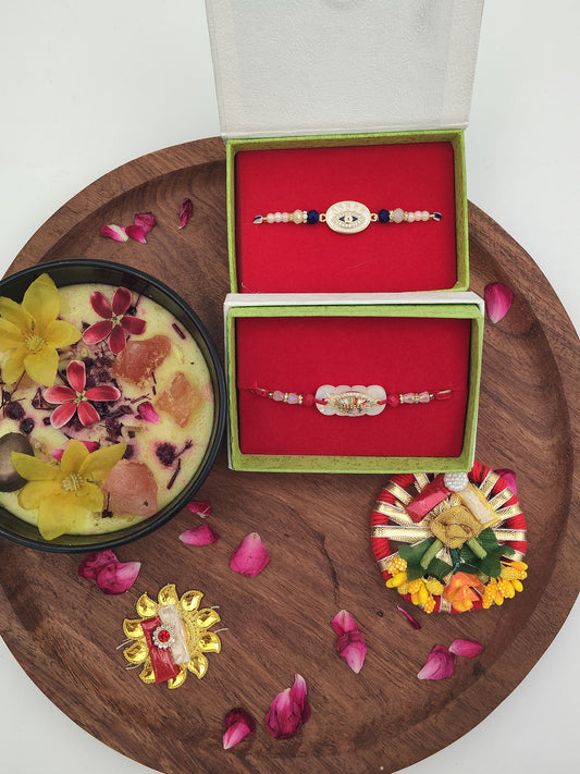 Yin Yang, Evil Eye & Designer Rakhi  with Gift Boxes