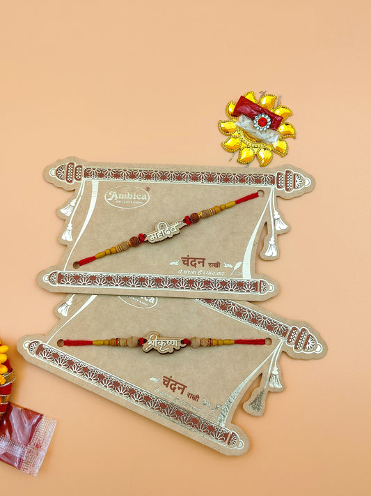 Mahadev & Shri Krishna Chandan Rakhi | Ambica | Sandalwood Beads
