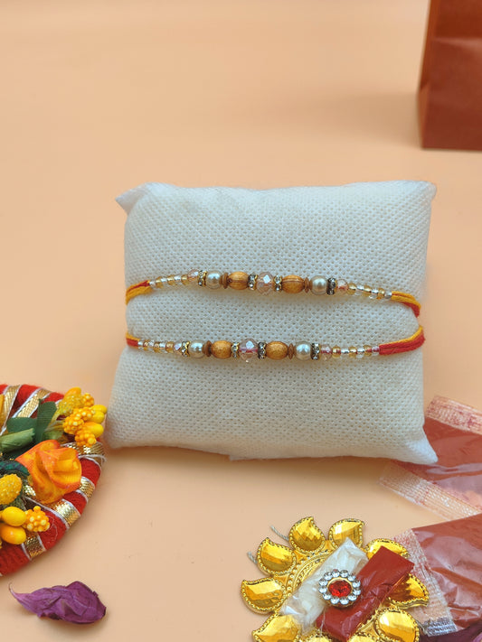 Sandalwood & Crystal Rakhi set of 2