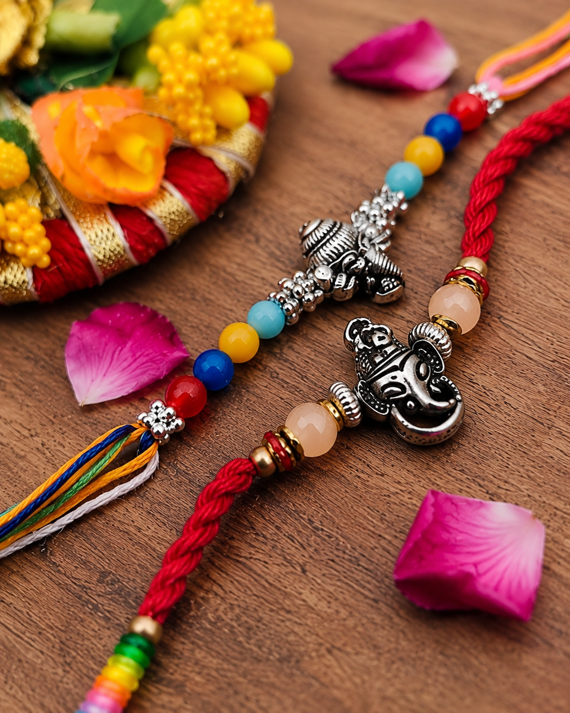 Ganesh & Oxidised Silver Charm Rakhi