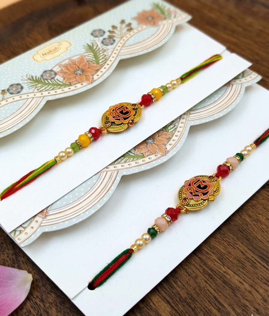 Antique Coin Rakhi with Beads