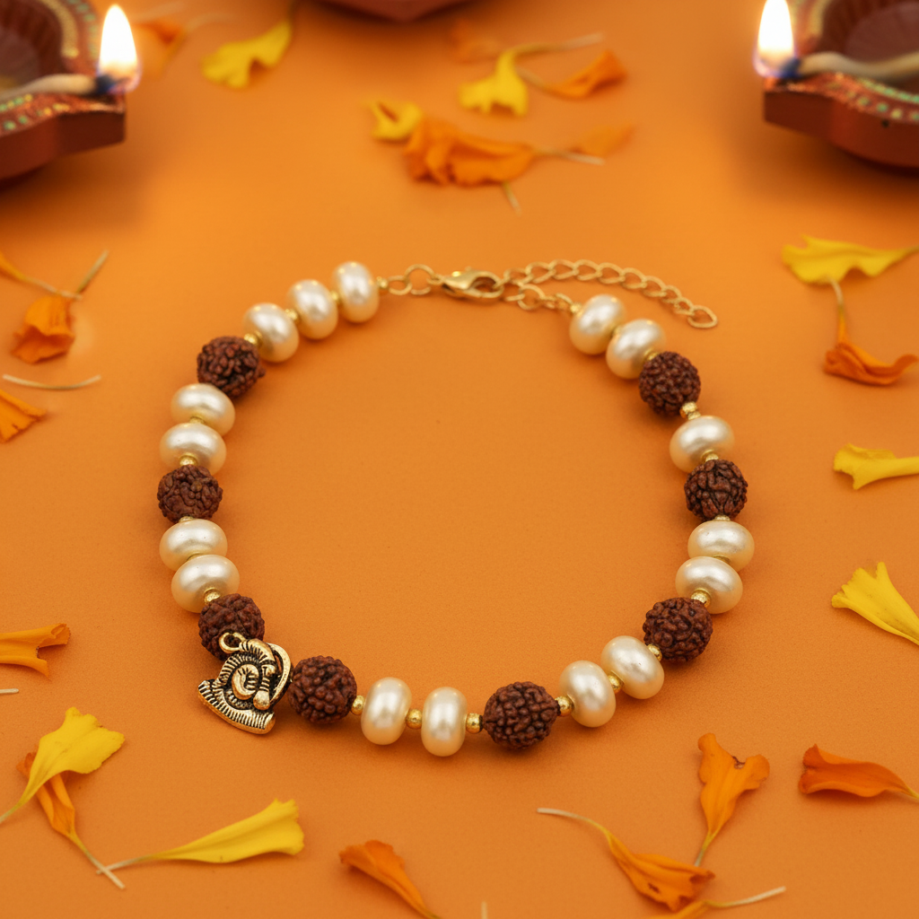 7 Rudraksha Rakhi Saffron