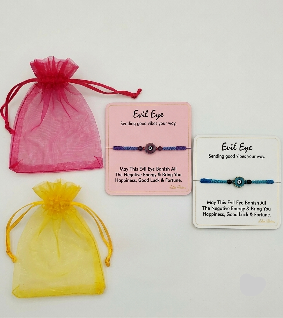 Om & Evil Eye Rakhi with Organza Pouch