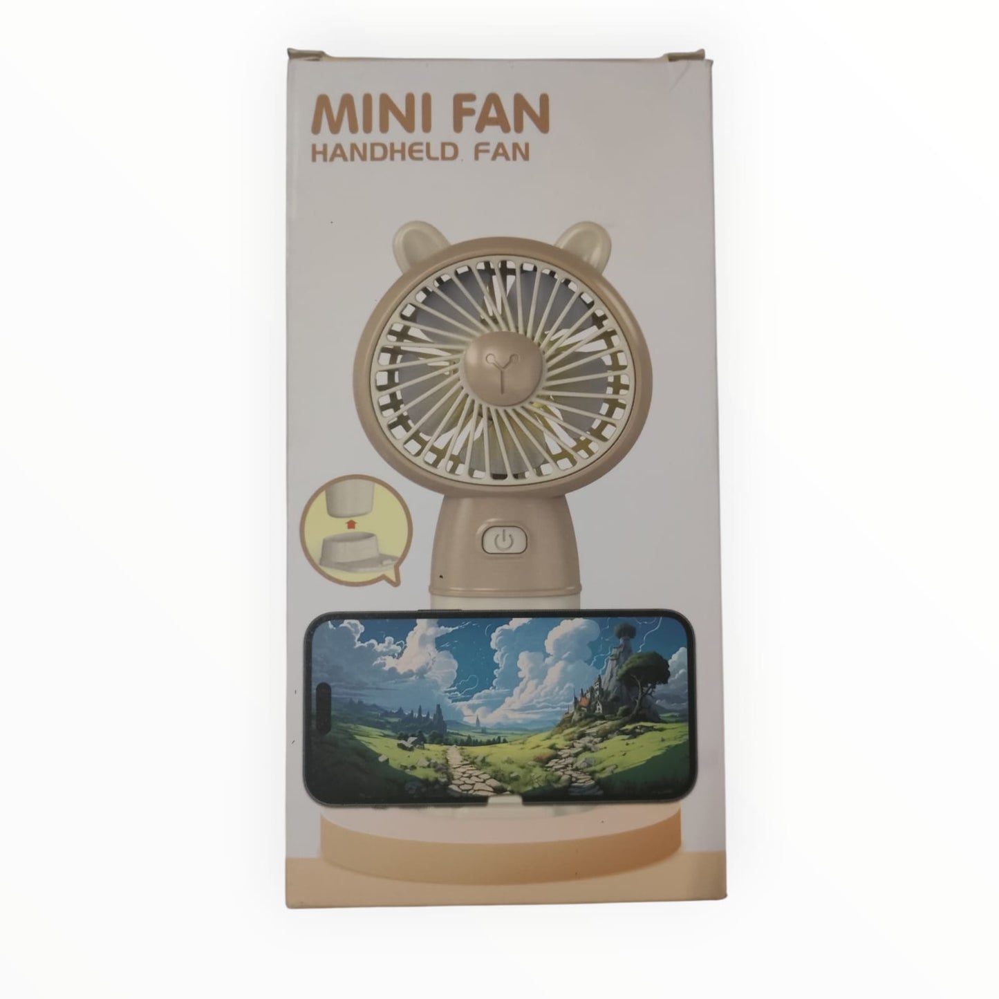 Mini Handheld Fan with Phone Holder – Portable USB Rechargeable Fan