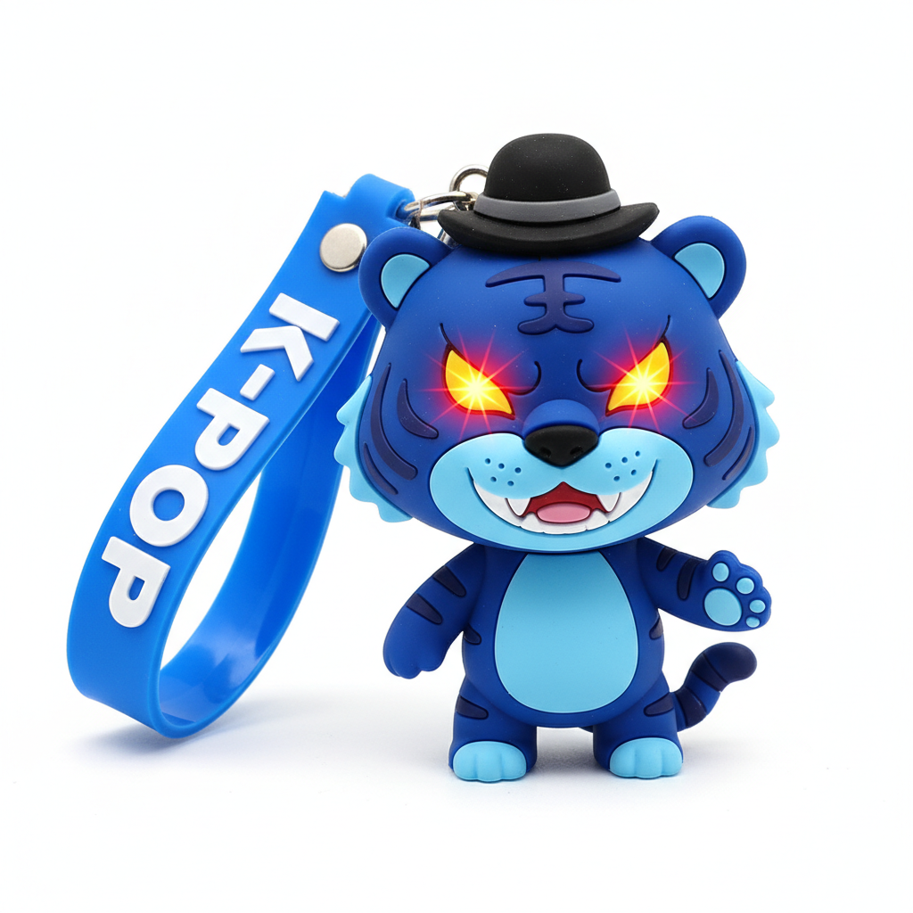Blue Quirky Tiger K-Pop Keychain