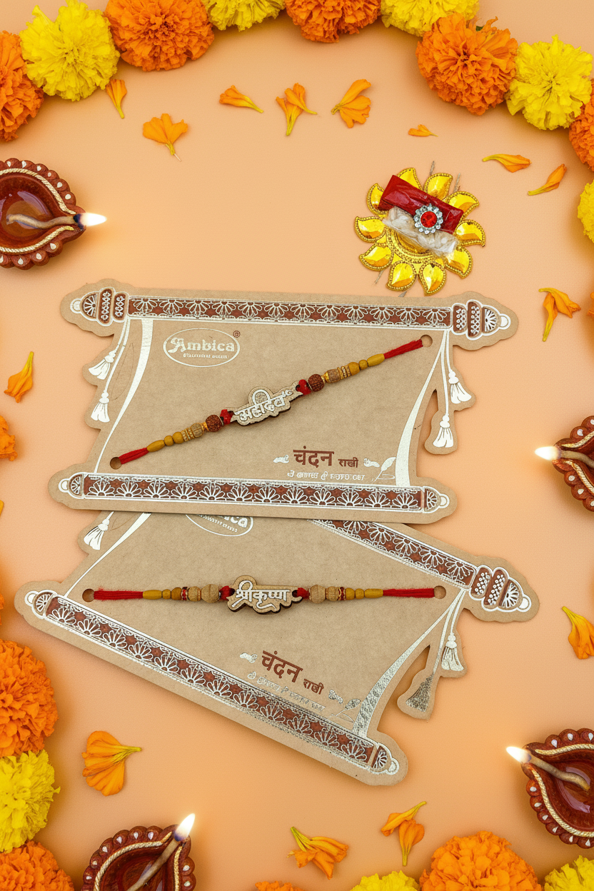 Chandan Rakhi Combo Saffron Festive