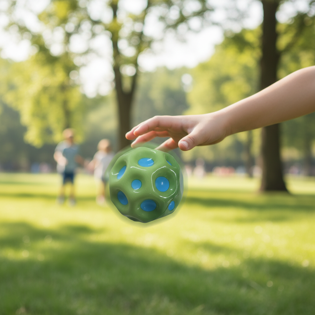 Child bouncing moon ball