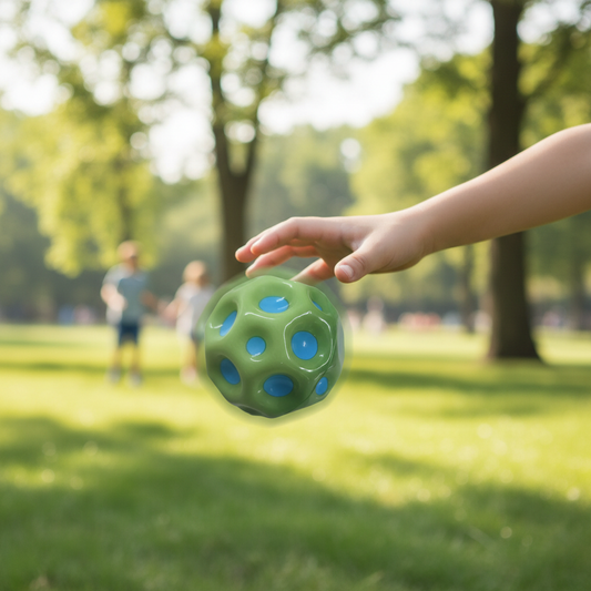 Child bouncing moon ball