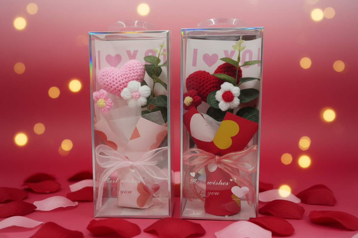 Crochet Heart Bouquet Boxes - Romantic