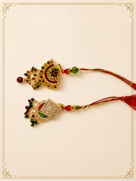 Royal Kundan Lumba Rakhi for Bhabhi |