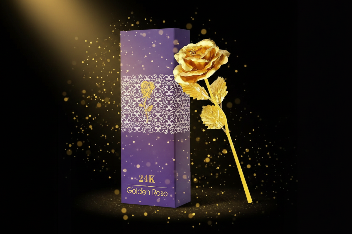 Gold Rose with Box - Dark Luxury