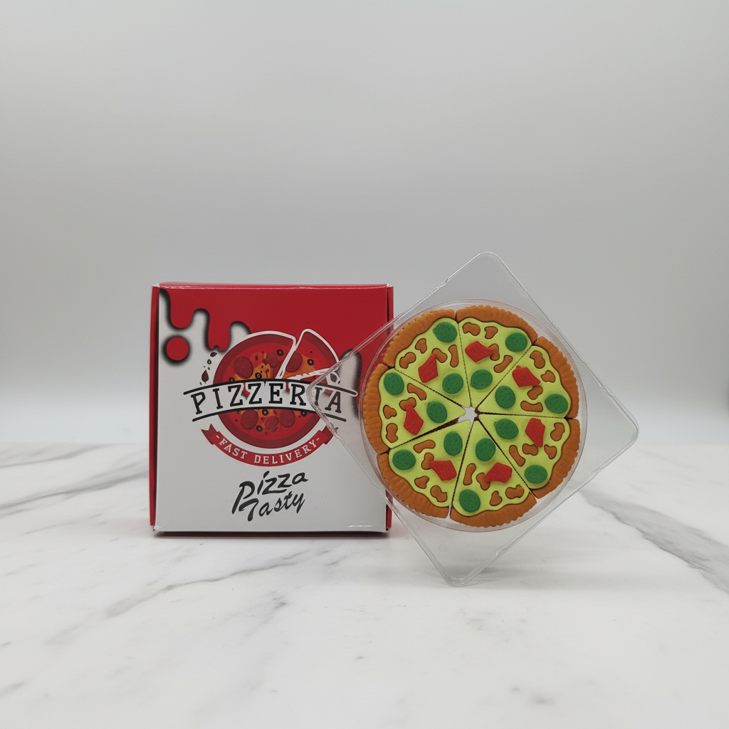 Pizza Eraser set with box - studio product photography