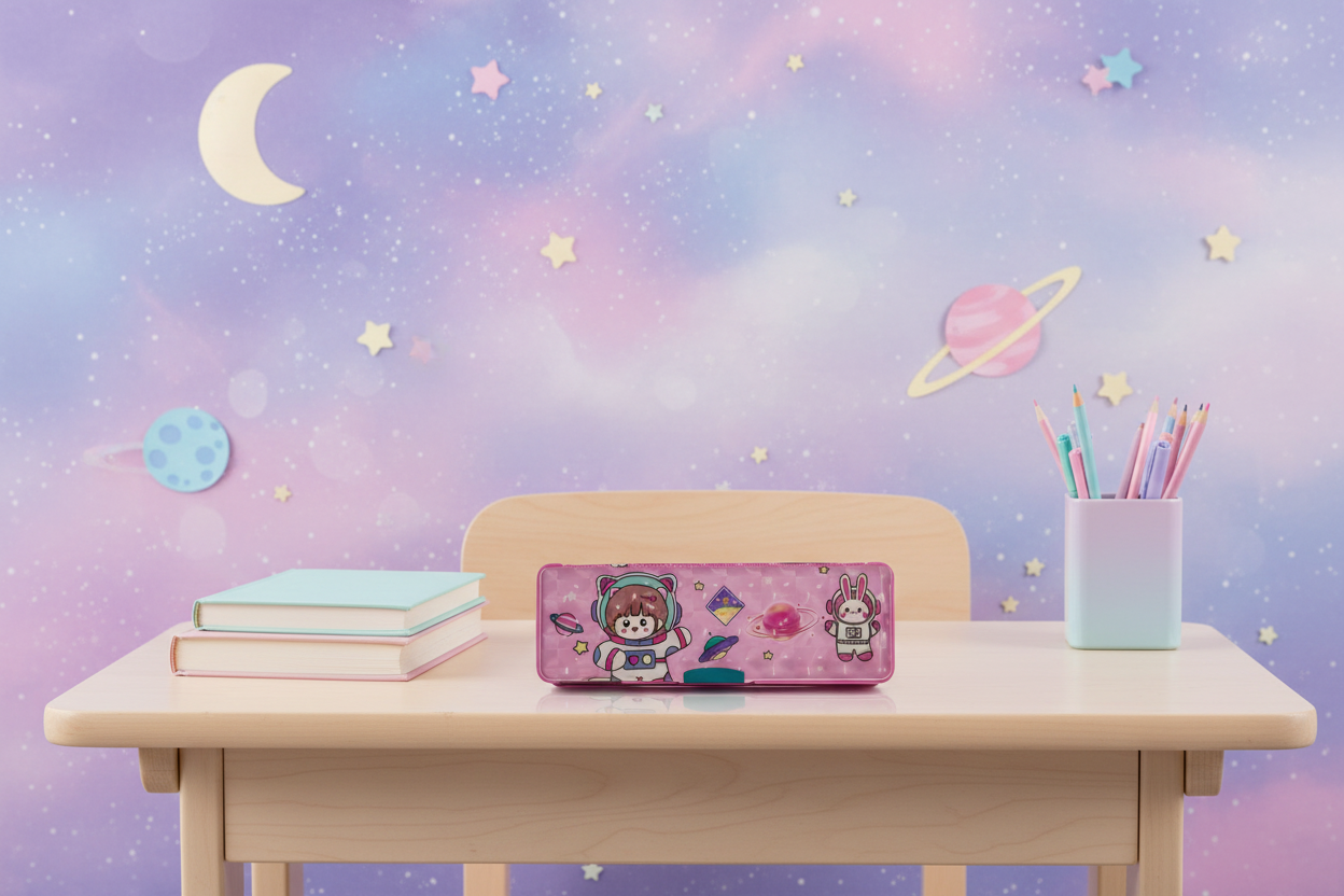 Pink Space Girl Pencil Box
