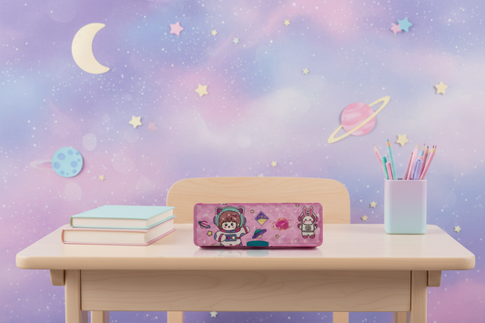Pink Space Girl Pencil Box
