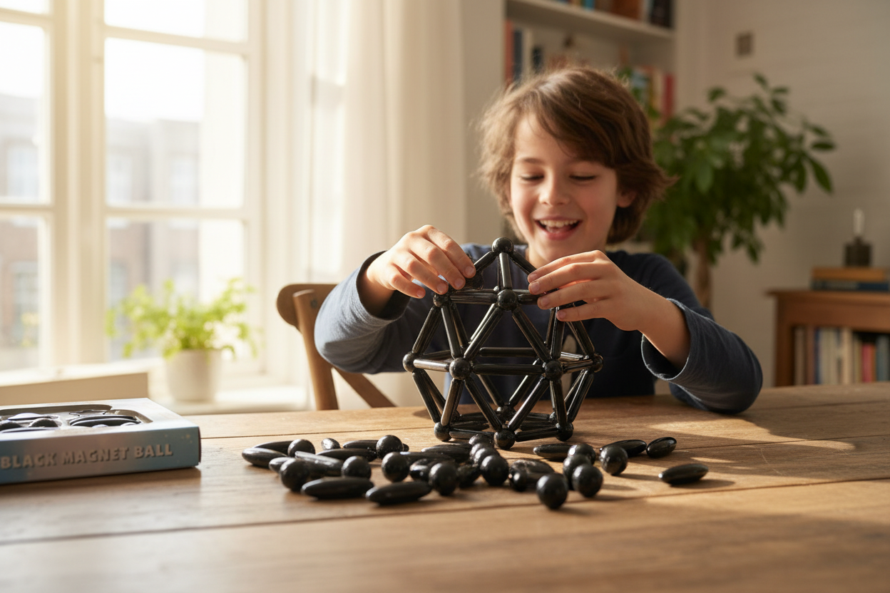 Kid building with magnetic balls