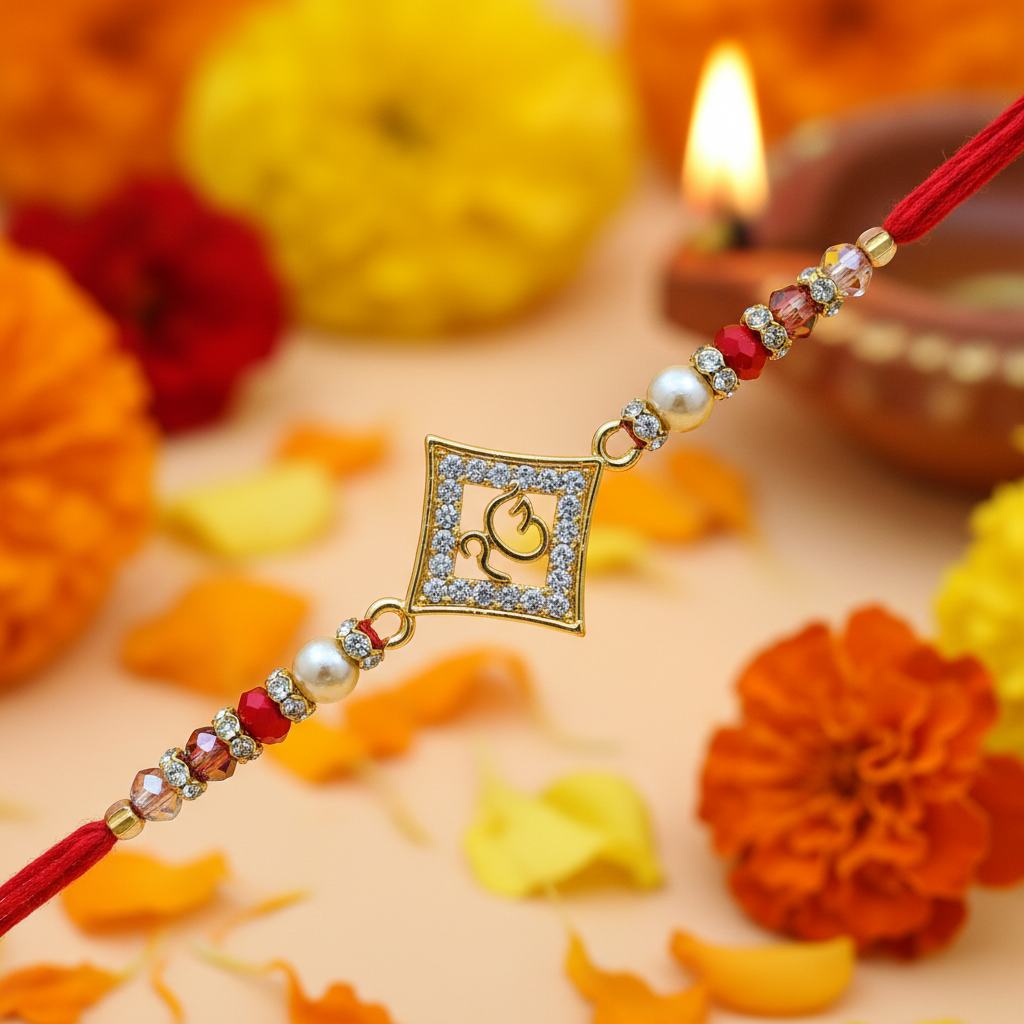 Om Rakhi Festive Close-Up