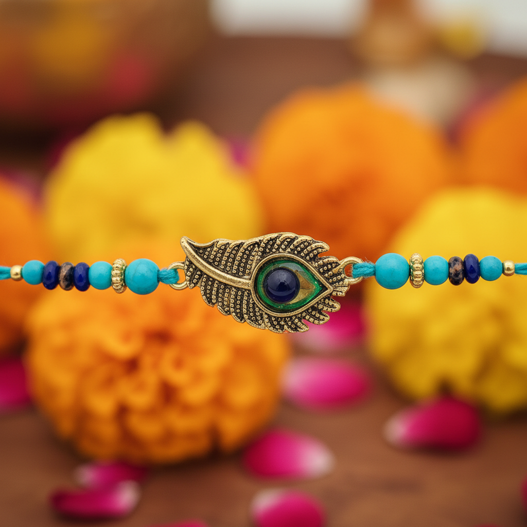 Peacock Rakhi Original - Marigold