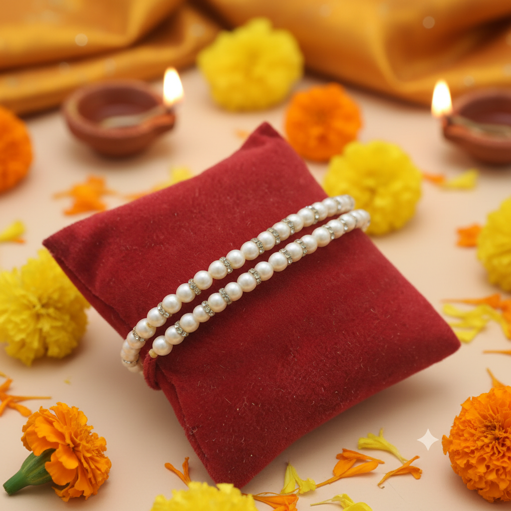 Pearl Rakhi Cushion Festive