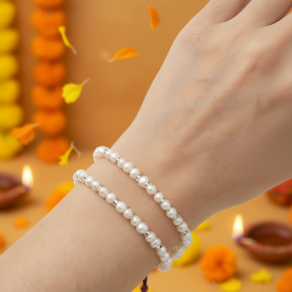 Pearl Rakhi Wrist Festive