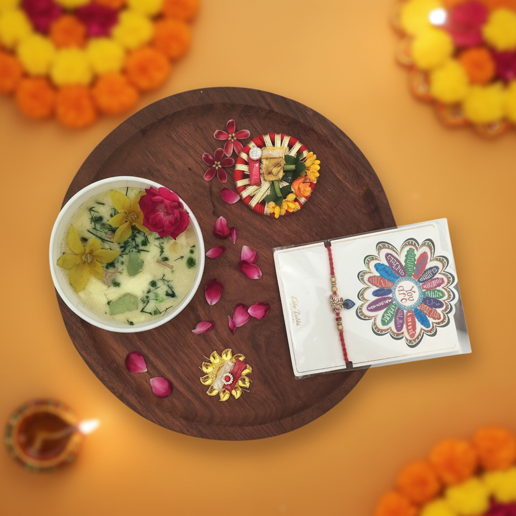 Raksha Bandhan Thali Saffron Festive