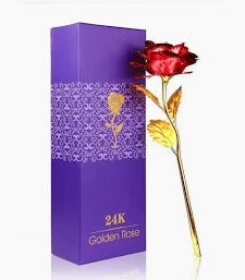 24K Golden Rose Gift | Luxury Red Rose with Gold Dipped Finish