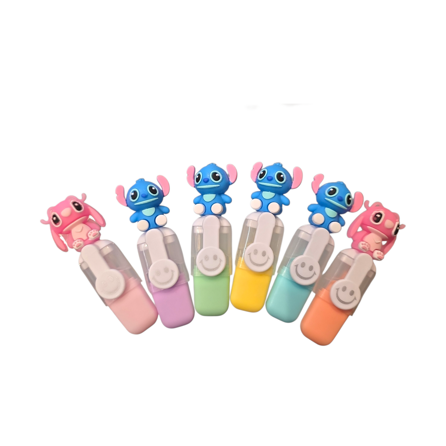 Stitch & Angel Push Highlighter Set of 6 – Smiley Roller Tip