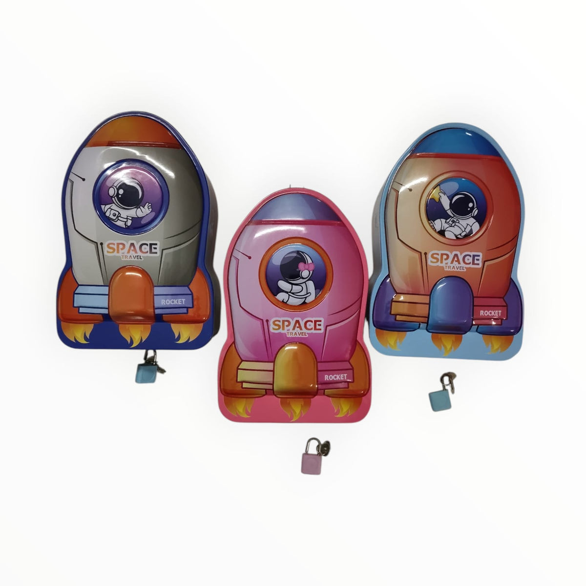 Space Travel Rocket money Bank for Kids – With Lock & Key | 4 Colours