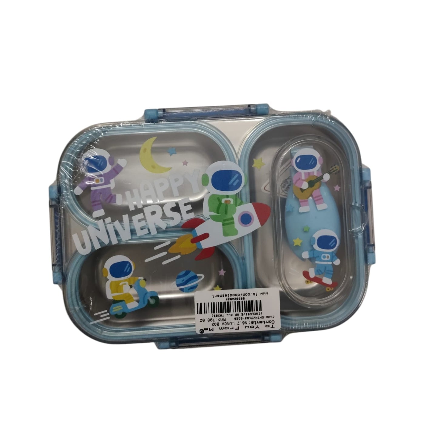 Happy Ocean Unicorn Kids Lunch Box – 3 Compartment Tiffin