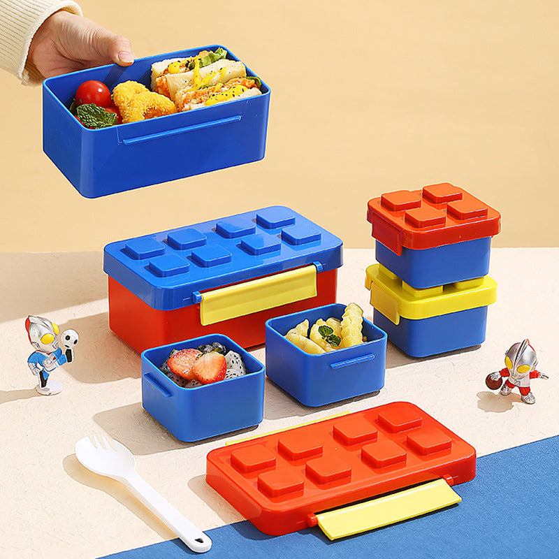 8-Block LEGO Brick Lunch Box Set – 5-Piece Kids Tiffin with Spork
