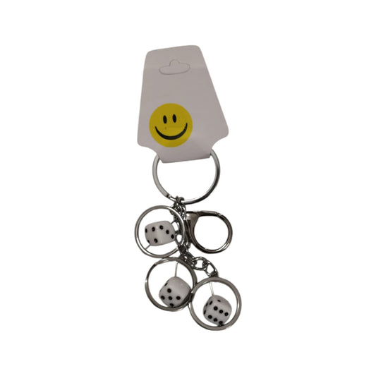 Smiley Triple Dice Keychain