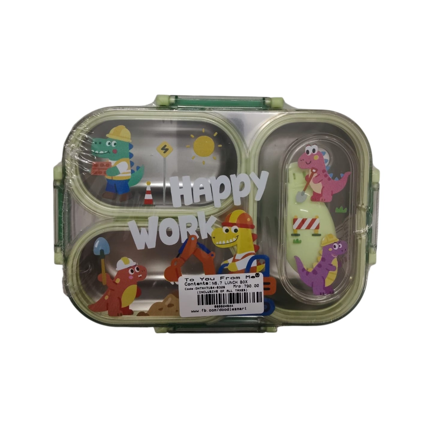 Happy Ocean Unicorn Kids Lunch Box – 3 Compartment Tiffin