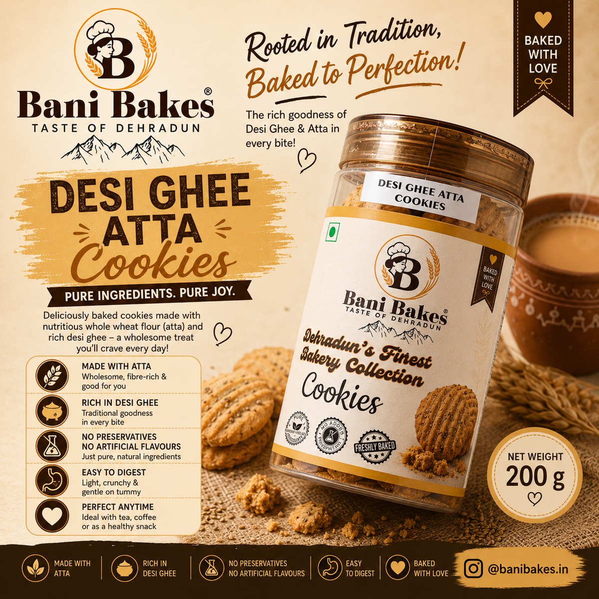 Desi Ghee Atta Cookies