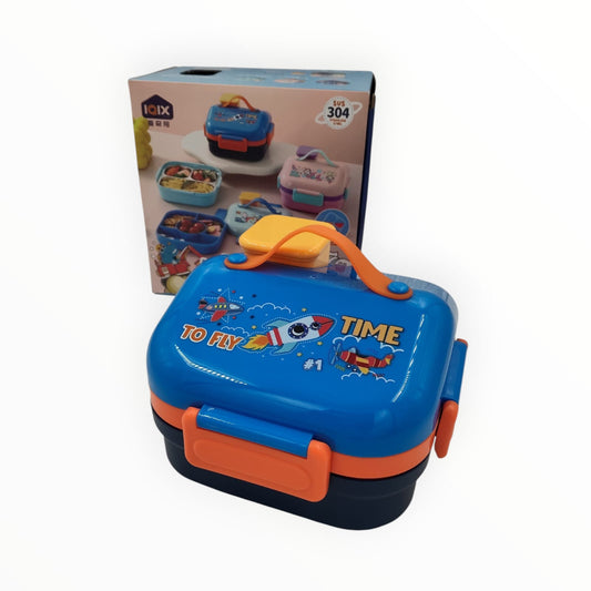 IQIX ‘To Fly Time’ Kids Lunch Box – 304 Stainless Steel 3-Compartment Tiffin with Spoon