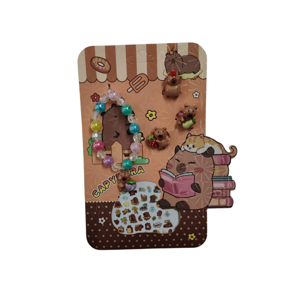 Capybara Jewellery & Sticker Gift Set for Kids – Bracelet, Rings & Stickers
