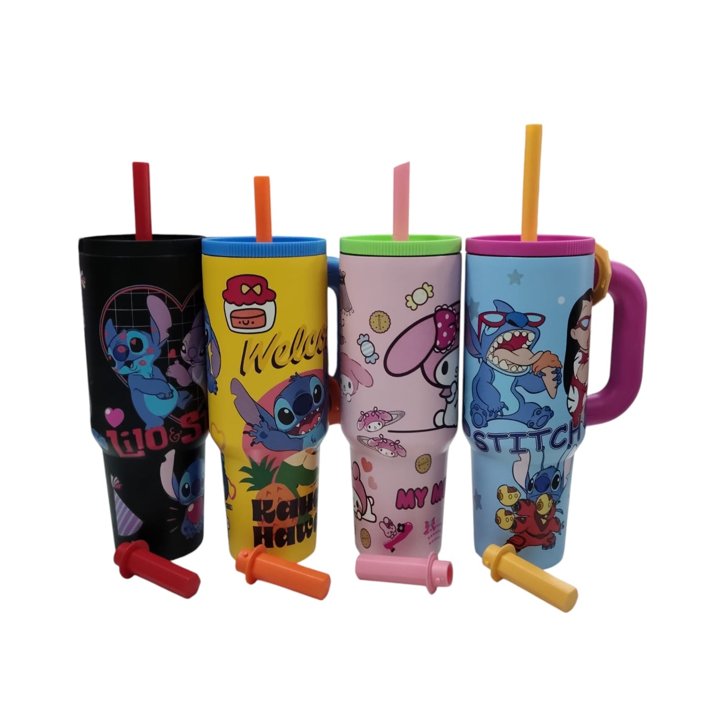 Lilo & Stitch Character Tumbler with Straw & Handle – Large Sipper Cup | 4 Designs