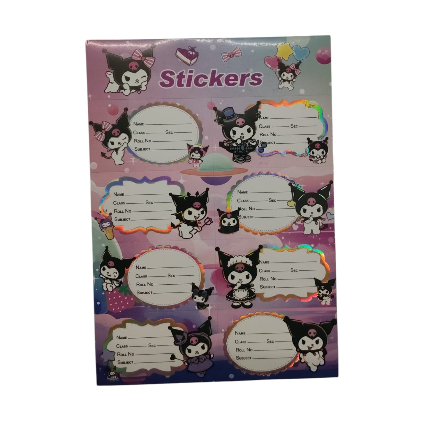 Kids Notebook Name Label Sticker Sheet – 8 Fun Themes | School Book Labels